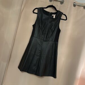Black Sleeveless Dress, Faux Leather